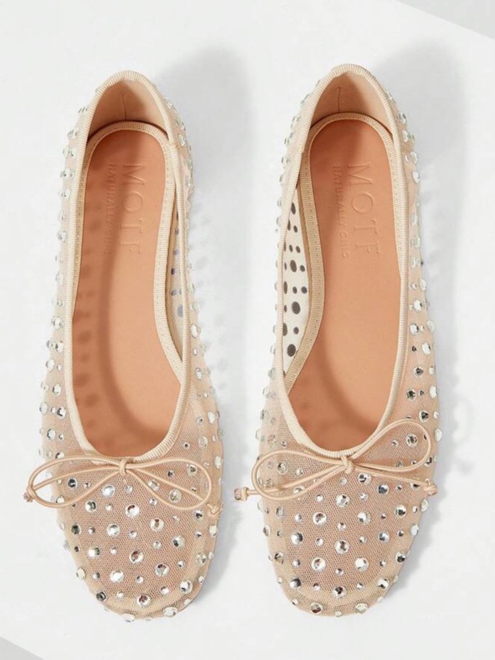 MOTF Blush Nude Rhinestone Mesh Ballet Flats